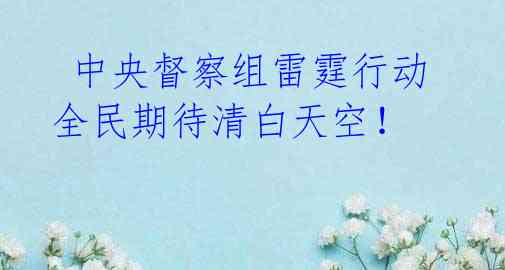 中央督察组雷霆行动 全民期待清白天空!