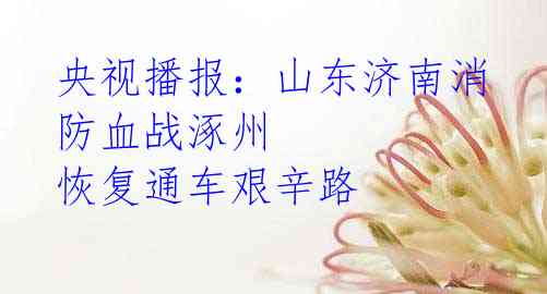 央视播报:山东济南消防血战涿州 恢复通车艰辛路