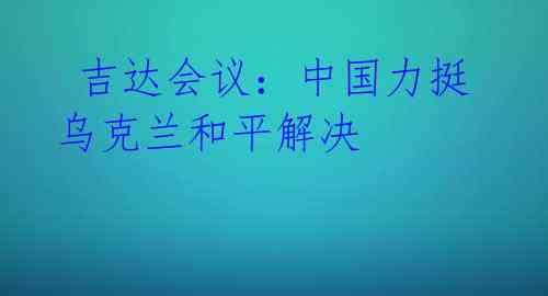 吉达会议:中国力挺乌克兰和平解决