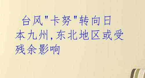  台风"卡努"转向日本九州,东北地区或受残余影响 