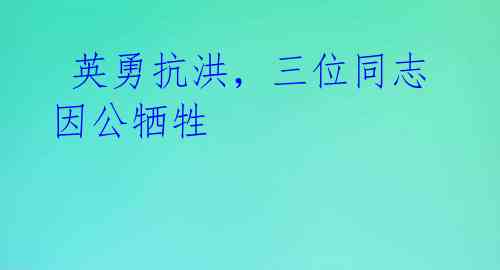 英勇抗洪,三位同志因公牺牲