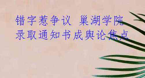 错字惹争议 巢湖学院录取通知书成舆论焦点