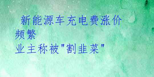 新能源车充电费涨价频繁 业主称被"割韭菜"