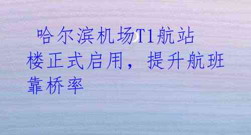 哈尔滨机场T1航站楼正式启用,提升航班靠桥率