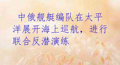 中俄舰艇编队在太平洋展开海上巡航,进行联合反潜演练