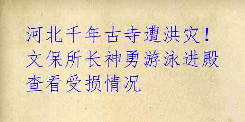 河北千年古寺遭洪灾!文保所长神勇游泳进殿查看受损情况