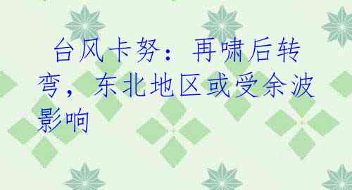台风卡努:再啸后转弯,东北地区或受余波影响