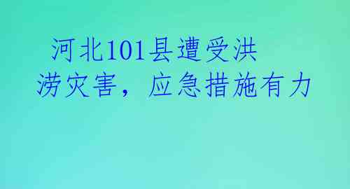 河北101县遭受洪涝灾害,应急措施有力