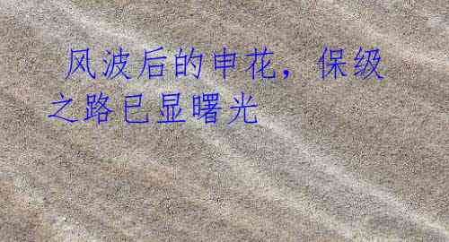 风波后的申花,保级之路已显曙光