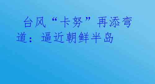 台风“卡努”再添弯道:逼近朝鲜半岛