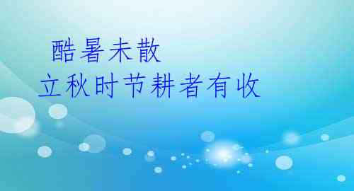 酷暑未散 立秋时节耕者有收