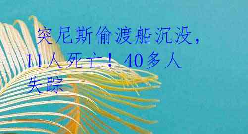  突尼斯偷渡船沉没，11人死亡！40多人失踪 