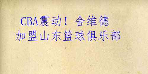 CBA震动!舍维德加盟山东篮球俱乐部