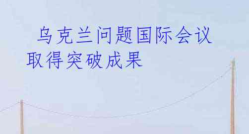 乌克兰问题国际会议取得突破成果