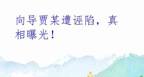 向导贾某遭诬陷,真相曝光!