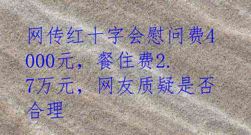 网传红十字会慰问费4000元,餐住费2.7万元,网友质疑是否合理