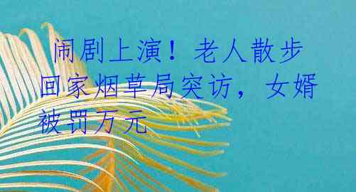  闹剧上演！老人散步回家烟草局突访，女婿被罚万元