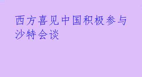 西方喜见中国积极参与沙特会谈 