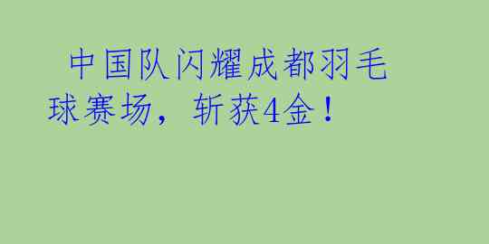 中国队闪耀成都羽毛球赛场,斩获4金!