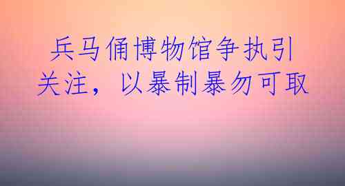  兵马俑博物馆争执引关注，以暴制暴勿可取 