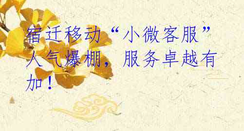 宿迁移动“小微客服”人气爆棚,服务卓越有加!