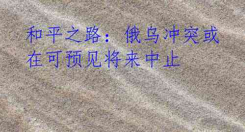 和平之路:俄乌冲突或在可预见将来中止