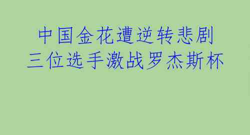 中国金花遭逆转悲剧 三位选手激战罗杰斯杯