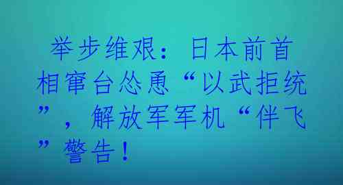 举步维艰:日本前首相窜台怂恿“以武拒统”,解放军军机“伴飞”警告!