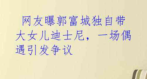 网友曝郭富城独自带大女儿迪士尼,一场偶遇引发争议