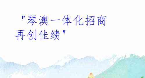 "琴澳一体化招商再创佳绩"