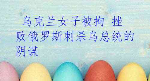 乌克兰女子被拘 挫败俄罗斯刺杀乌总统的阴谋