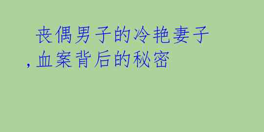 丧偶男子的冷艳妻子,血案背后的秘密