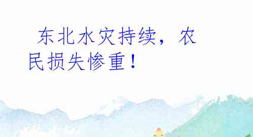 东北水灾持续,农民损失惨重!