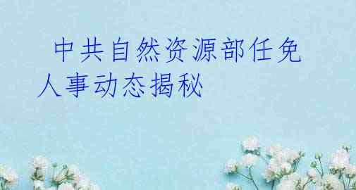 中共自然资源部任免人事动态揭秘