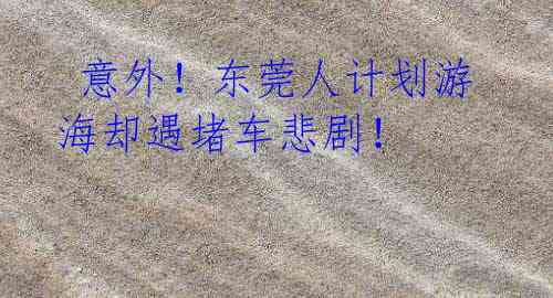意外!东莞人计划游海却遇堵车悲剧!
