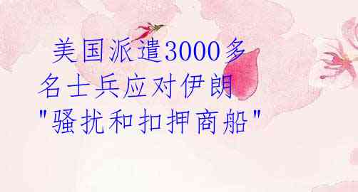 美国派遣3000多名士兵应对伊朗 "骚扰和扣押商船"