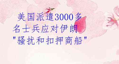  美国派遣3000多名士兵应对伊朗 "骚扰和扣押商船" 