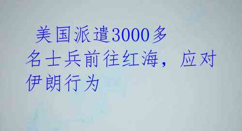 美国派遣3000多名士兵前往红海,应对伊朗行为