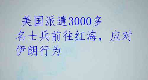  美国派遣3000多名士兵前往红海，应对伊朗行为 