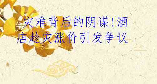 灾难背后的阴谋!酒店趁灾涨价引发争议