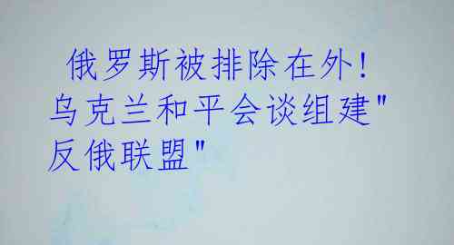 俄罗斯被排除在外!乌克兰和平会谈组建"反俄联盟"