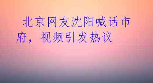 北京网友沈阳喊话市府,视频引发热议