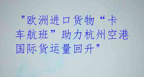 "欧洲进口货物“卡车航班”助力杭州空港国际货运量回升"
