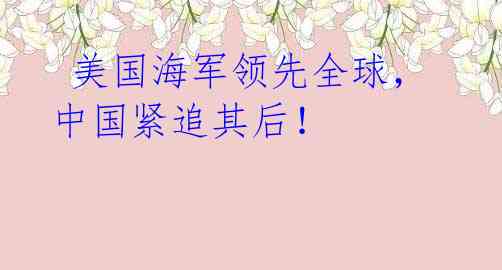 美国海军领先全球,中国紧追其后!