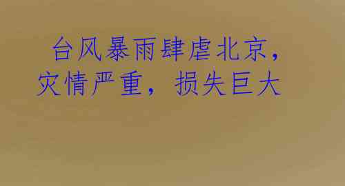 台风暴雨肆虐北京,灾情严重,损失巨大