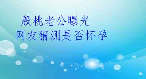 殷桃老公曝光 网友猜测是否怀孕