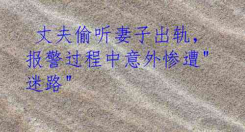丈夫偷听妻子出轨,报警过程中意外惨遭"迷路"