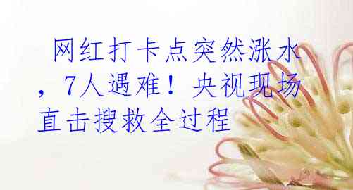 网红打卡点突然涨水,7人遇难!央视现场直击搜救全过程