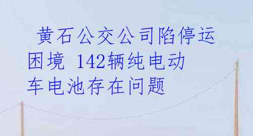  黄石公交公司陷停运困境 142辆纯电动车电池存在问题 