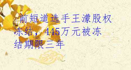 前短道选手王濛股权冻结,445万元被冻结期限三年